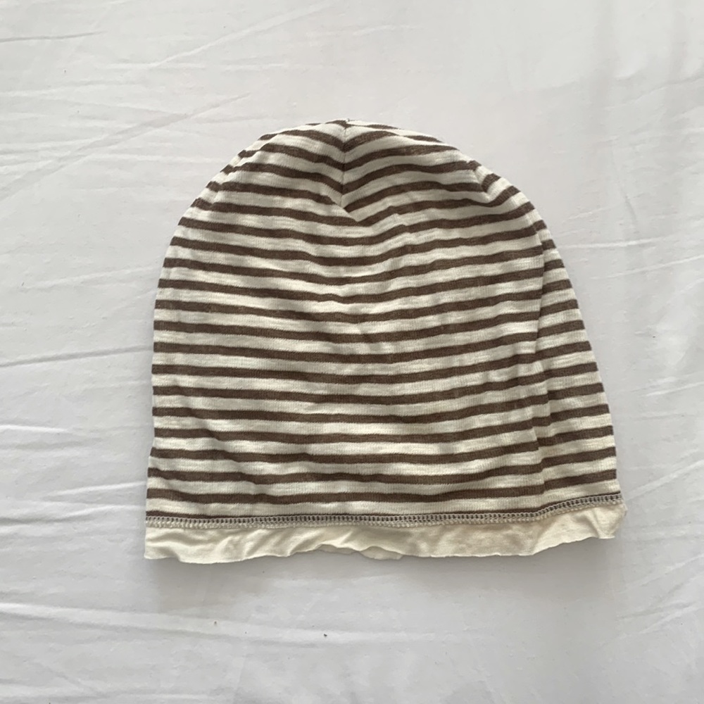 Cream and brown beanie